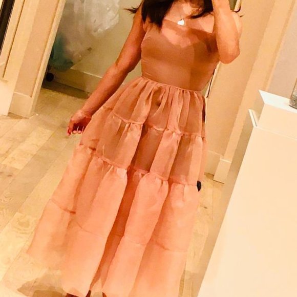 Anthropologie OhSevenDays Tiered Sheer Midi Dress size S new witht ag - Picture 3 of 9